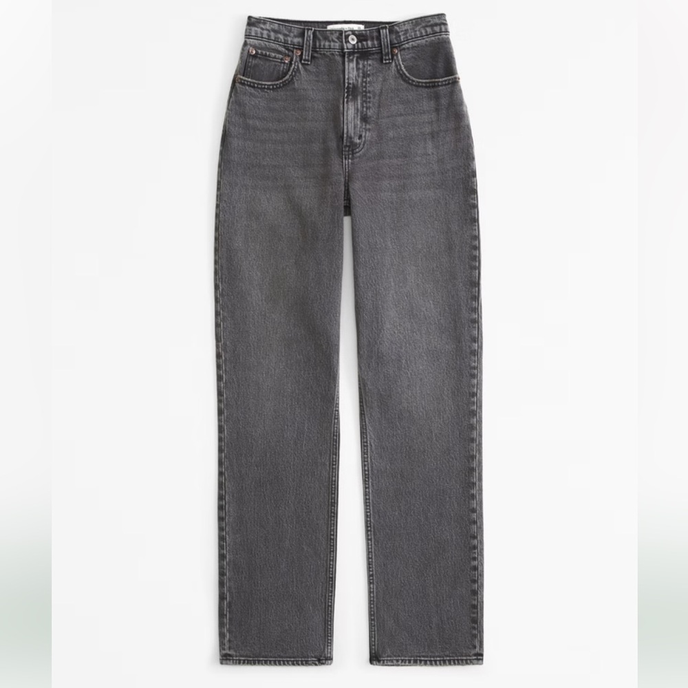 Abercrombie 90s Straight Ultra High Rise Straight Leg Grey Jeans
